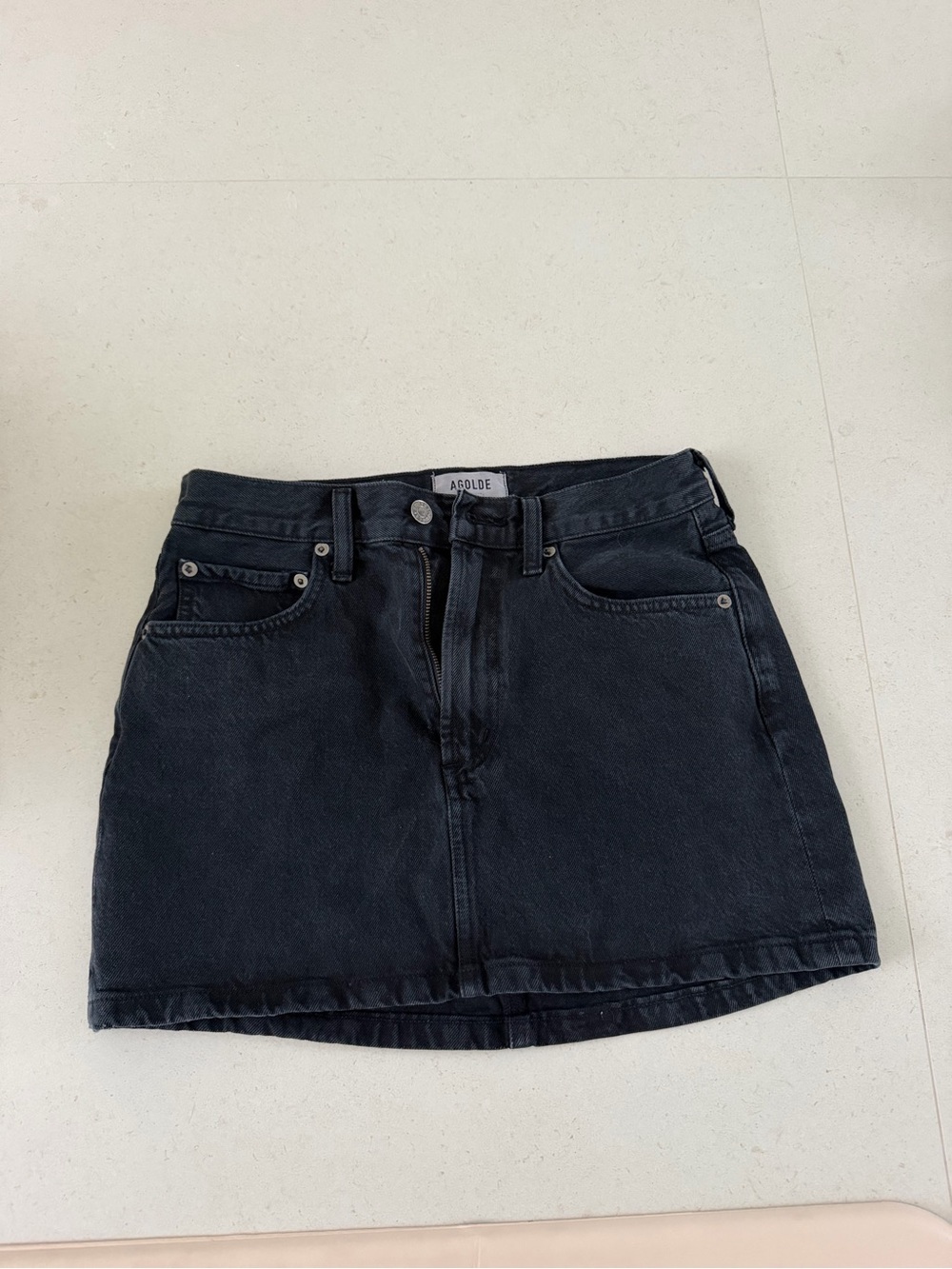 Black Denim Mini Skirt AGOLDE
